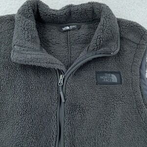 The North Face Vest Mens Large Gray Sherpa Fleece Full Zip Pockets NF0A39NO